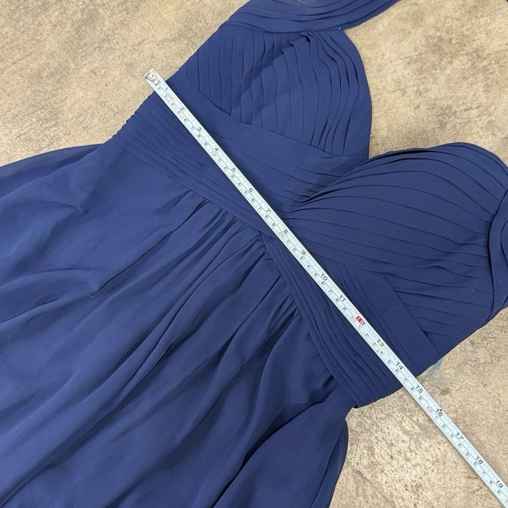 Bari Jay navy blue halter formal maxi chiffon bridesmaid dress - Picture 5 of 7